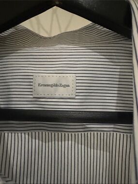 Ermenegildo Zegna White Shirt with Navy Pinstripes